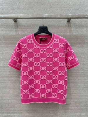 Gucci Women jacquard full-length GG wool short-sleeved top G85260 - S - View 1