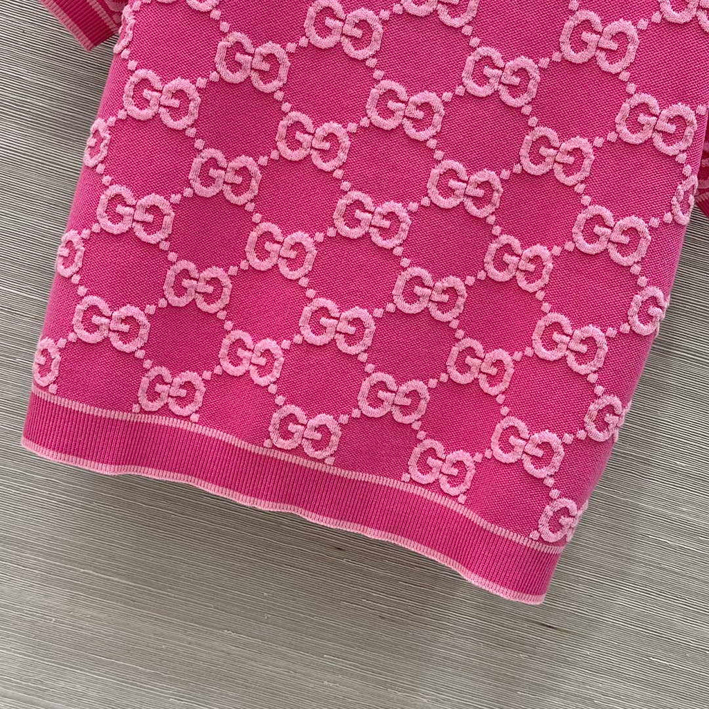 Gucci Women jacquard full-length GG wool short-sleeved top G85260