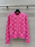 Gucci Women jacquard full-length GG wool Wool knitted cardigan G85262