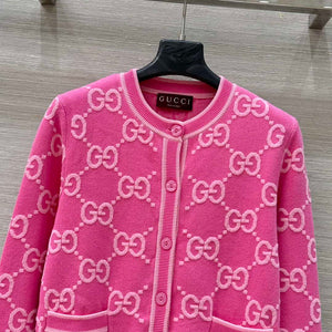 Gucci Women jacquard full-length GG wool Wool knitted cardigan G85262 - S - View 2