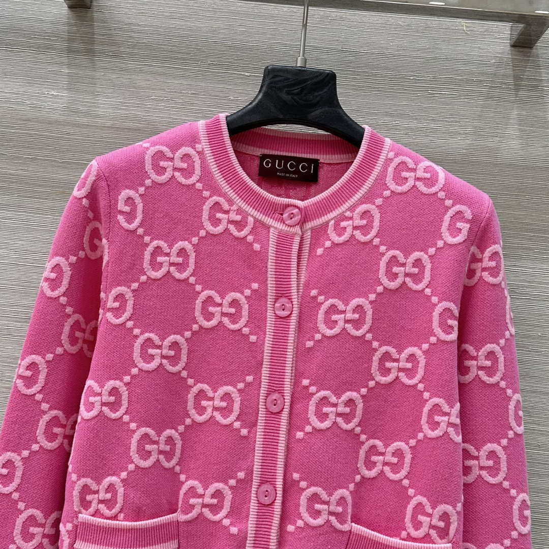 Gucci Women jacquard full-length GG wool Wool knitted cardigan G85262