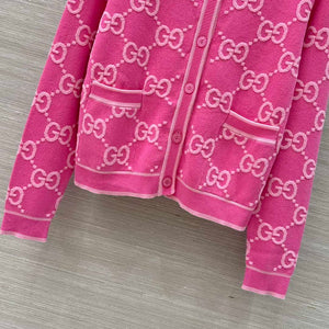 Gucci Women jacquard full-length GG wool Wool knitted cardigan G85262 - S - View 5