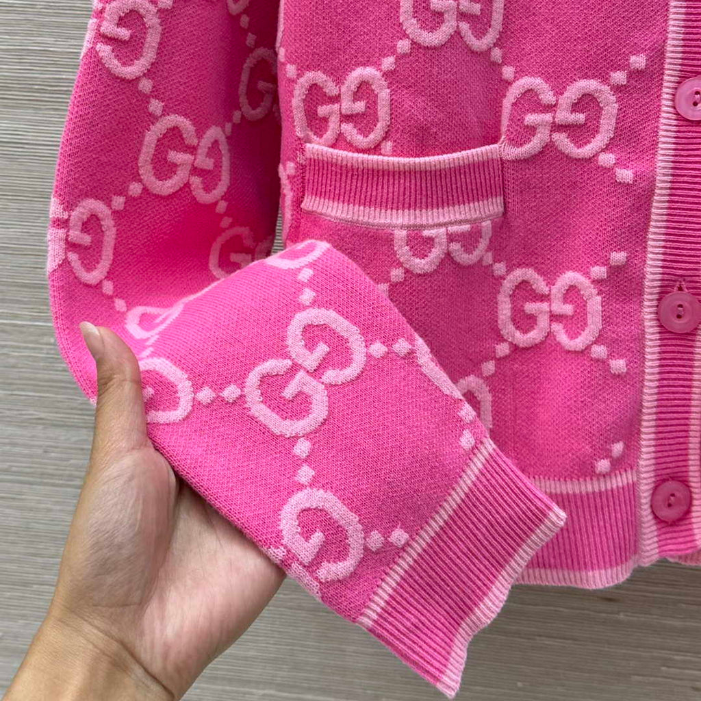 Gucci Women jacquard full-length GG wool Wool knitted cardigan G85262