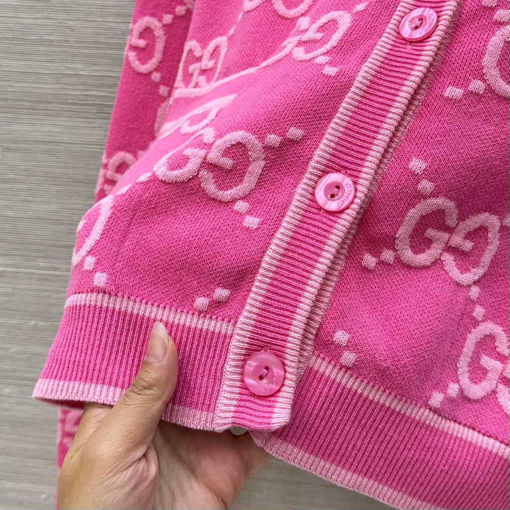 Gucci Women jacquard full-length GG wool Wool knitted cardigan G85262