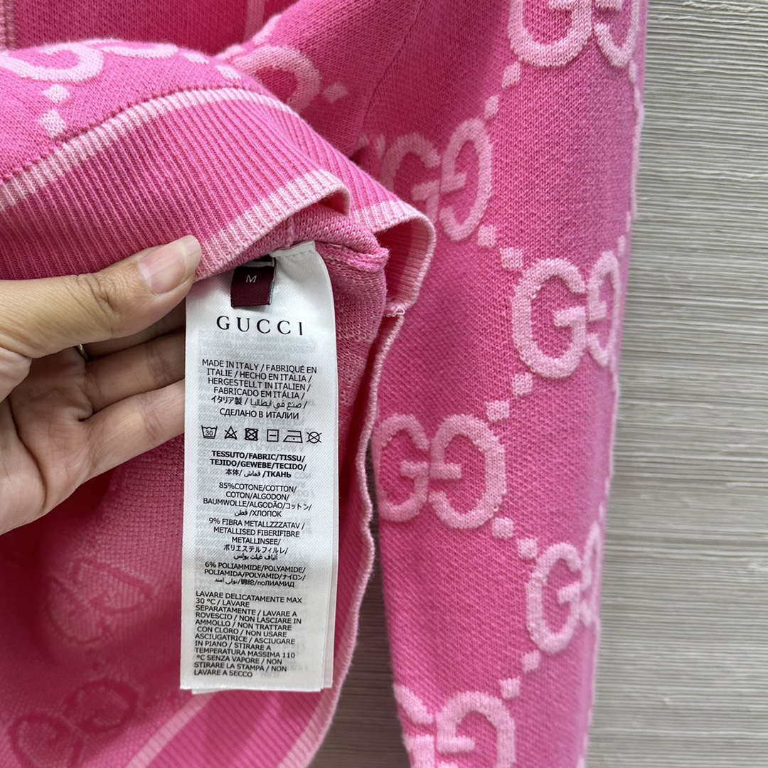Gucci Women jacquard full-length GG wool Wool knitted cardigan G85262