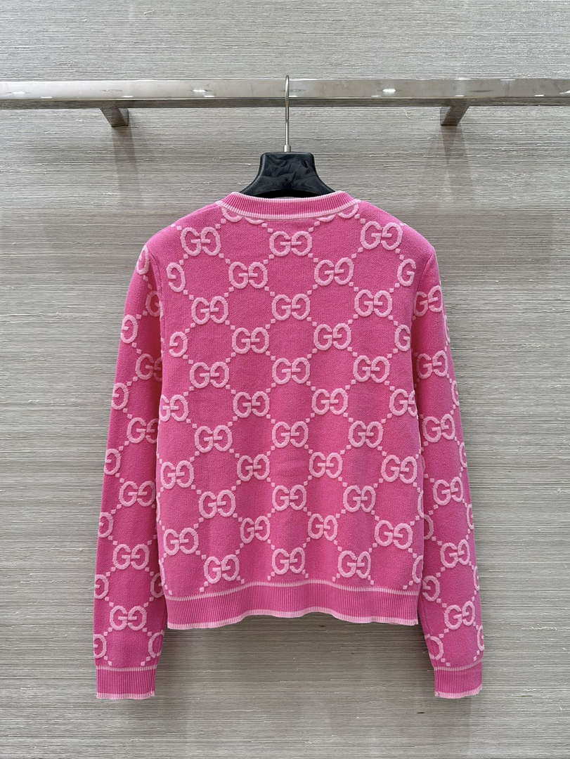 Gucci Women jacquard full-length GG wool Wool knitted cardigan G85262