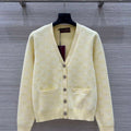 Gucci Women jacquard full-length GG wool Wool knitted cardigan G85266 - Yellow / S - View 1