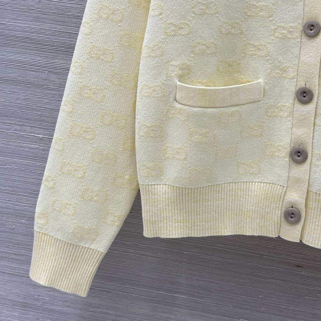 Gucci Women jacquard full-length GG wool Wool knitted cardigan G85266