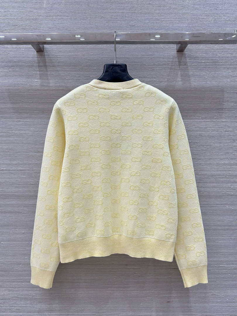 Gucci Women jacquard full-length GG wool Wool knitted cardigan G85266