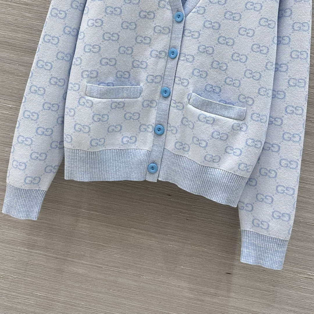 Gucci Women jacquard full-length GG wool Wool knitted cardigan G85266