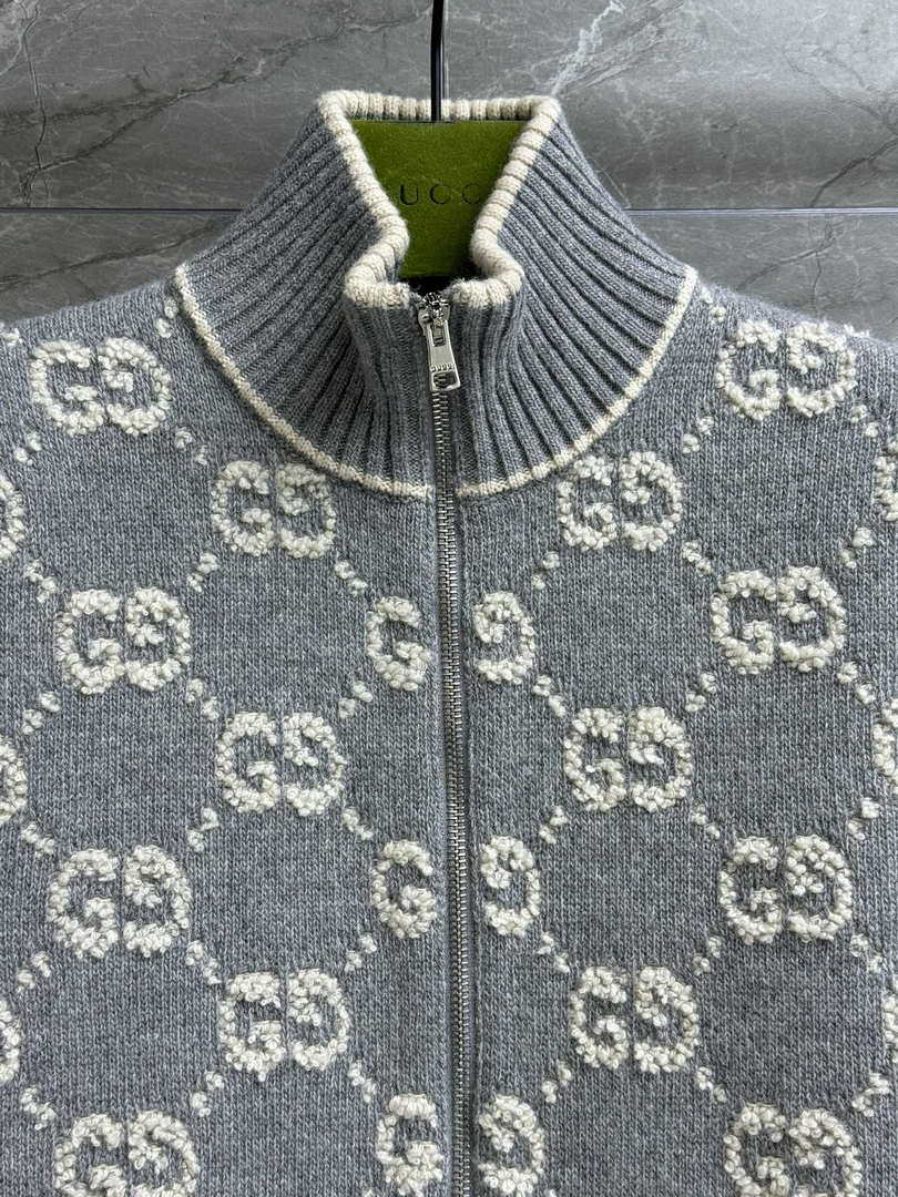 Gucci Women jacquard full-length GG wool Wool knitted cardigan G85267