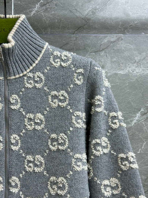 Gucci Women jacquard full-length GG wool Wool knitted cardigan G85267 - S - View 3