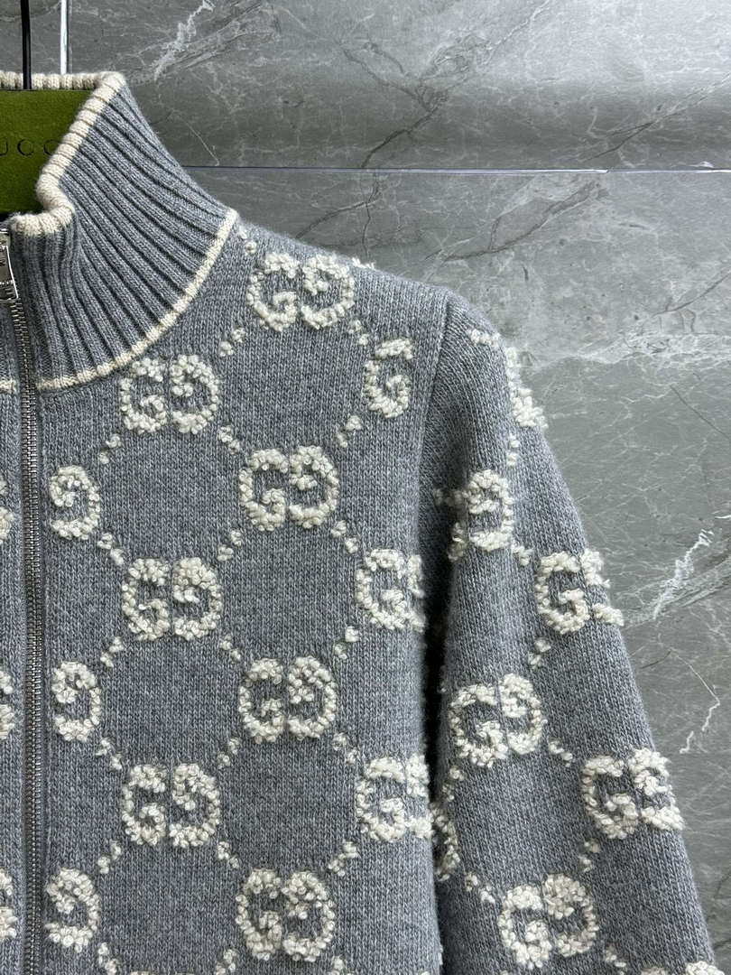 Gucci Women jacquard full-length GG wool Wool knitted cardigan G85267