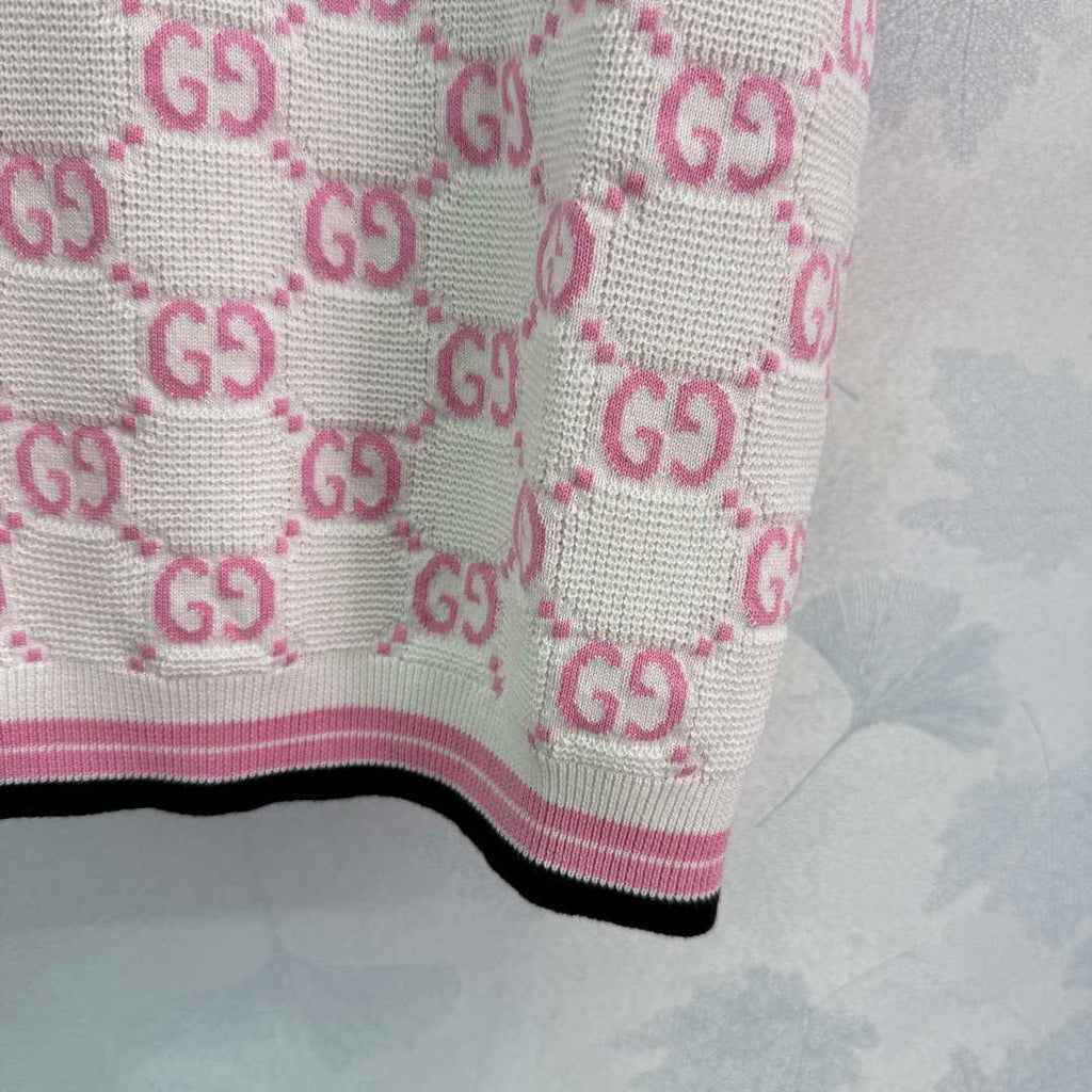 Gucci Women jacquard full-length GG wool short-sleeved top G85270