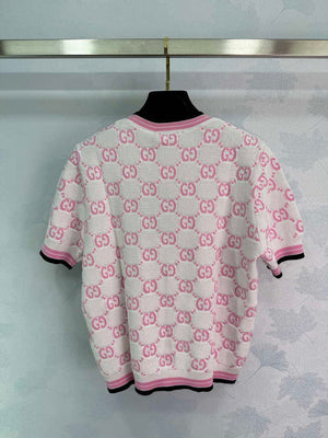 Gucci Women jacquard full-length GG wool short-sleeved top G85270 - S - View 9