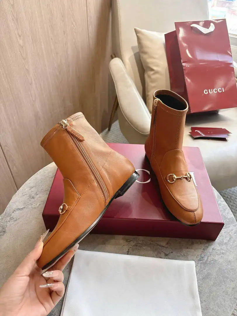 Gucci Women Jordaan ankle boot 831013 Brown Leather