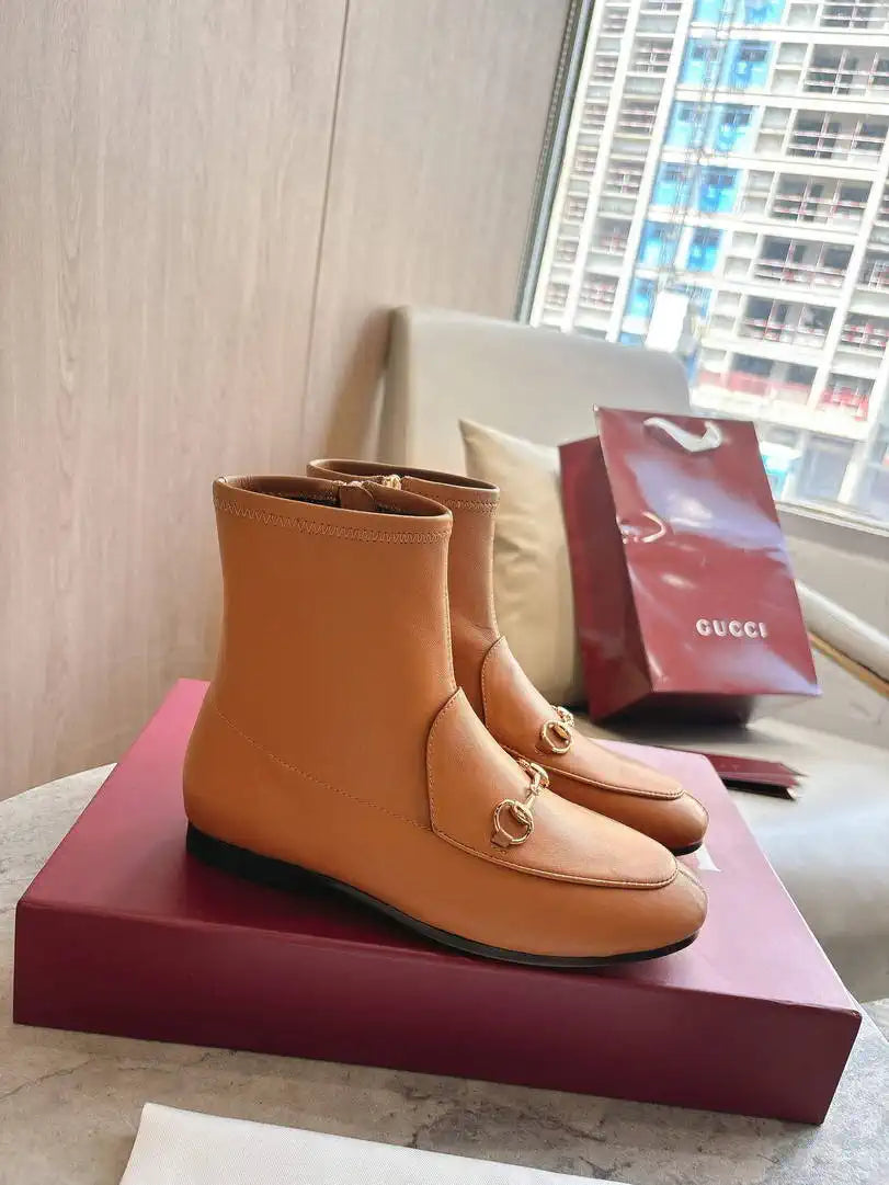Gucci Women Jordaan ankle boot 831013 Brown Leather