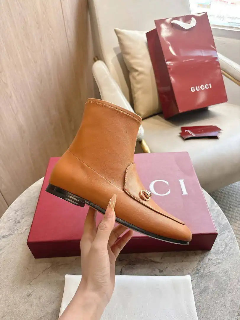 Gucci Women Jordaan ankle boot 831013 Brown Leather