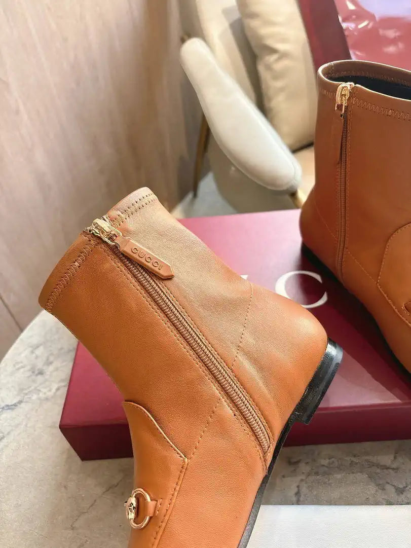 Gucci Women Jordaan ankle boot 831013 Brown Leather
