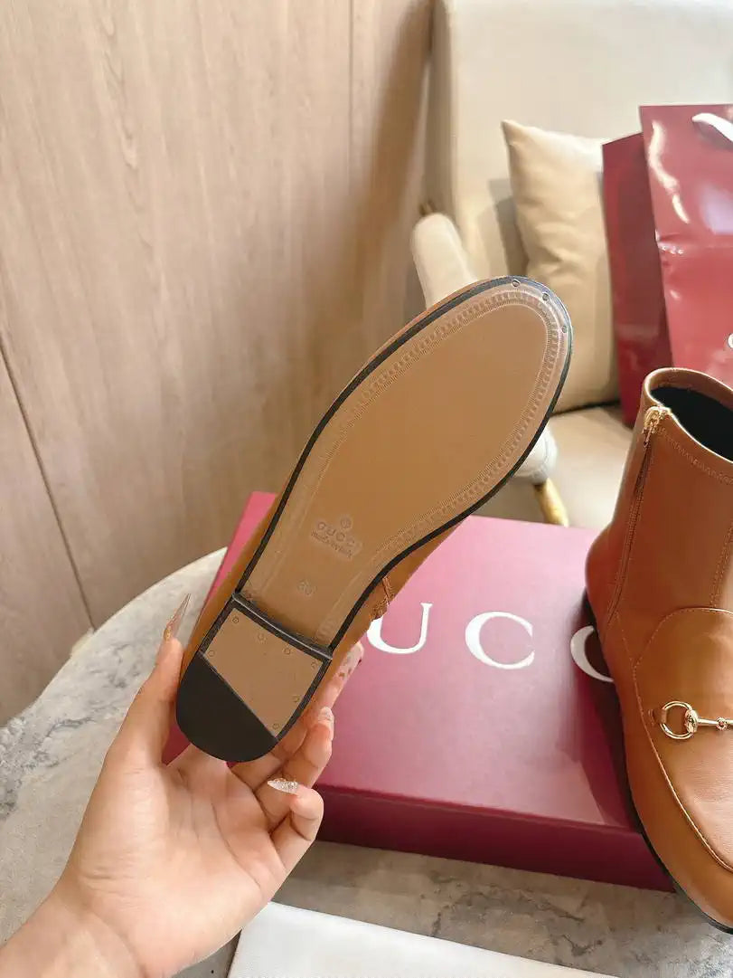 Gucci Women Jordaan ankle boot 831013 Brown Leather