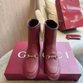 Gucci Women Jordaan ankle boot 831013 Wine Red Leather