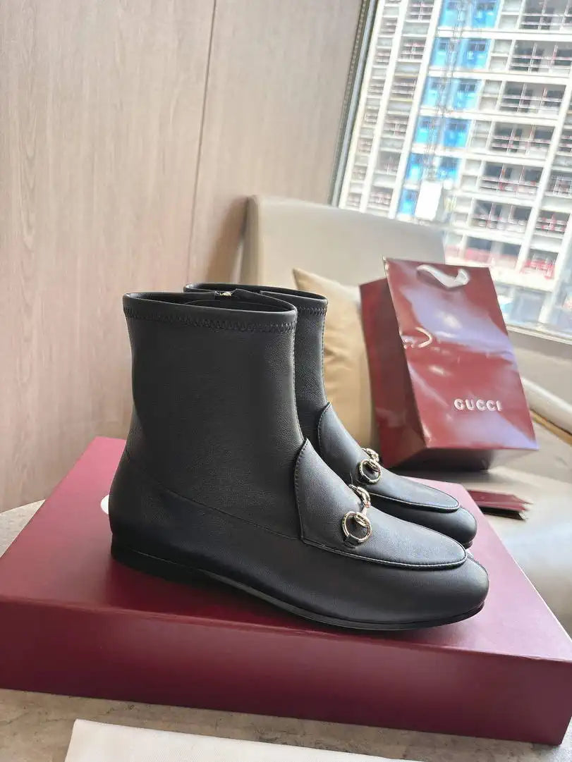 Gucci Women Jordaan ankle boot 831013 Black Leather