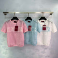 Gucci Women Knitted crew neck short-sleeved cherry Double G logo jacquard  G85269 - Pink / S - View 1