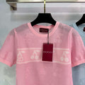 Gucci Women Knitted crew neck short-sleeved cherry Double G logo jacquard  G85269
