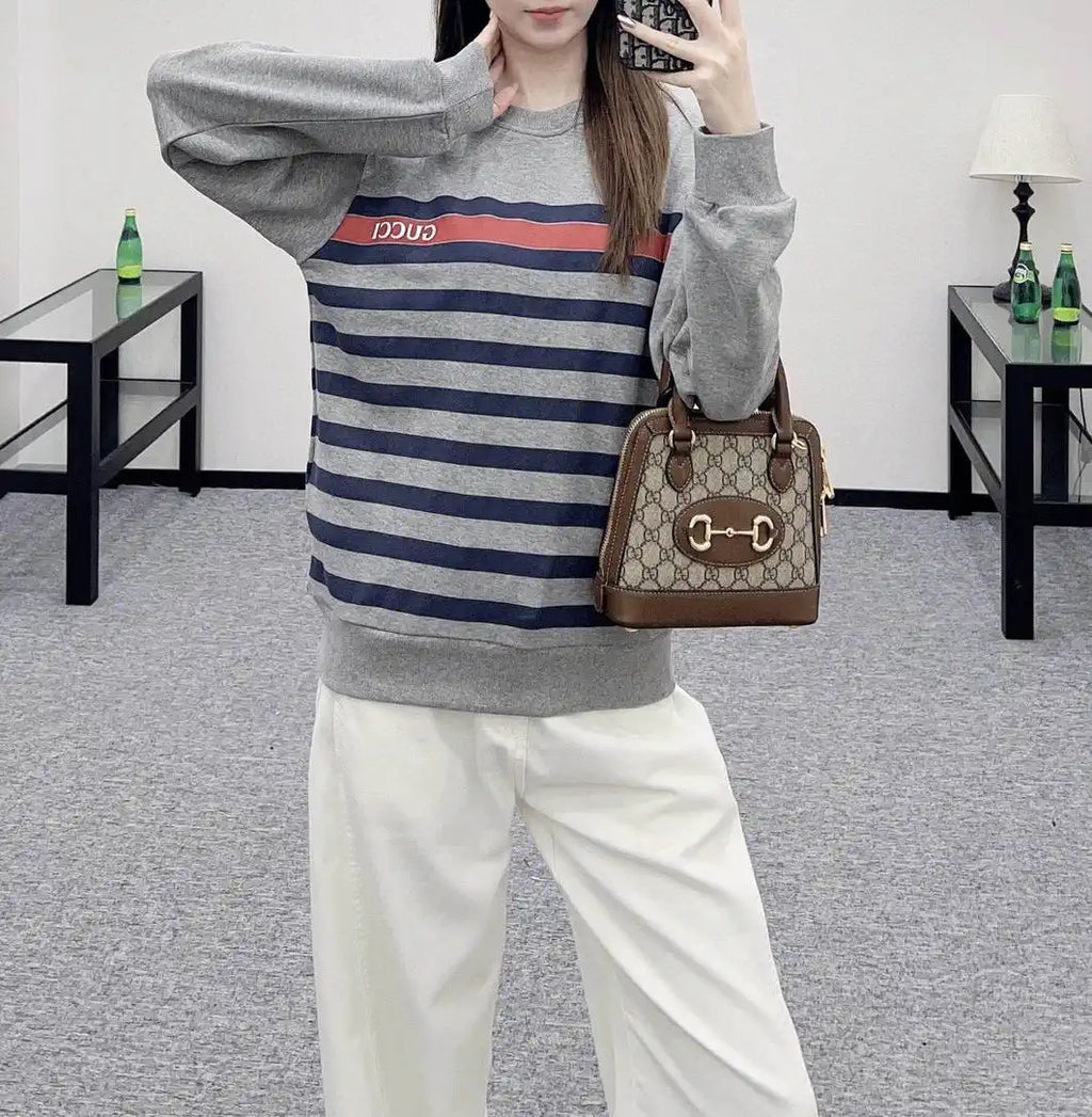 Gucci Women Letter stripe print sweatshirt T-shirt  G11134