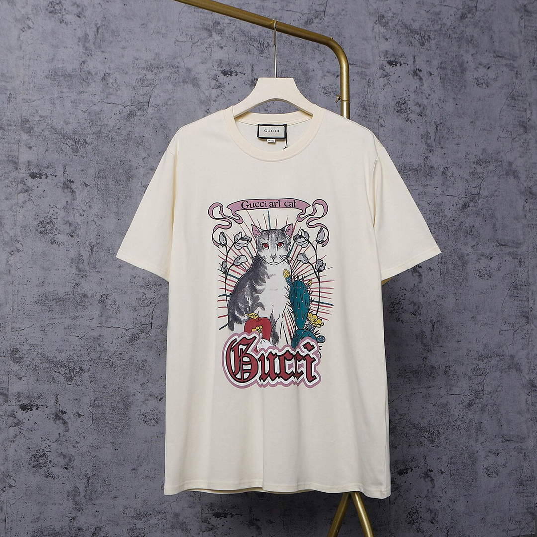 Gucci Women Men T-shirts Wholesale Gucci Short Sleeve Clothing G60854