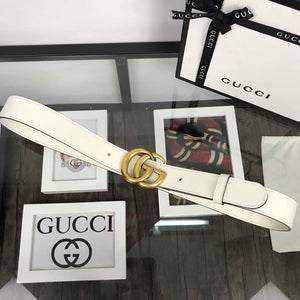 Gucci Women Men's Leather Belt with Double G Buckle 20MM G19168 White - '--Please Select-- - View 1