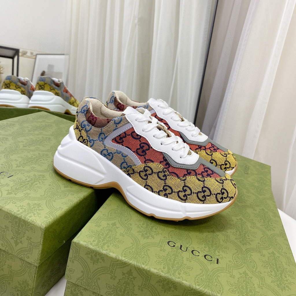 Gucci Women Men's Rhyton Sneaker GG Multicolor 663681 Trim in Demetra