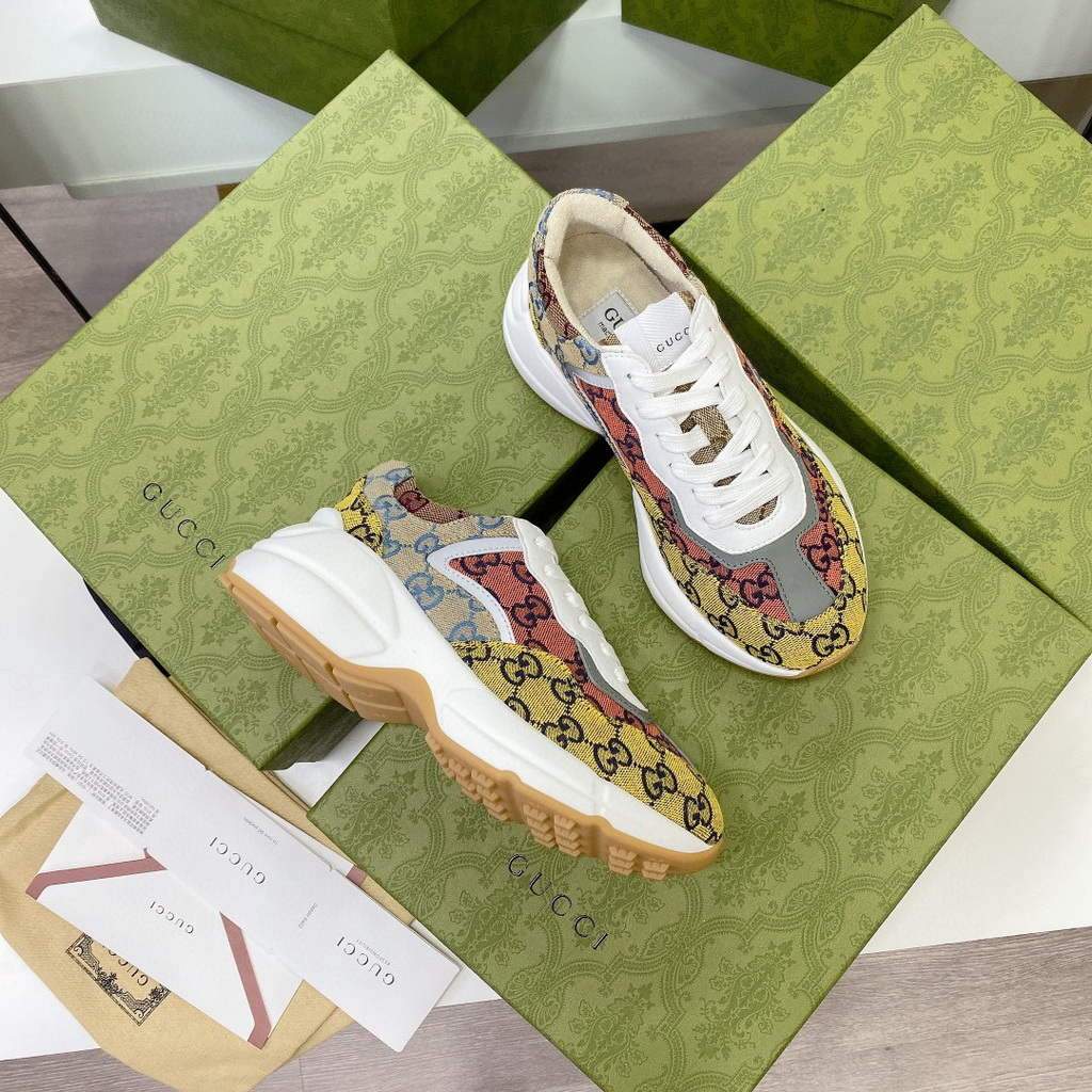 Gucci Women Men's Rhyton Sneaker GG Multicolor 663681 Trim in Demetra