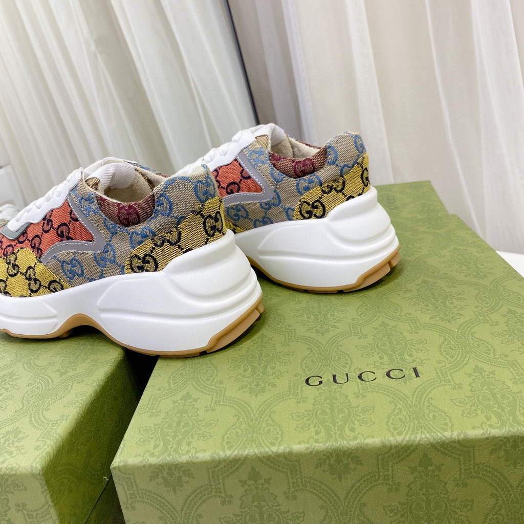 Gucci Women Men's Rhyton Sneaker GG Multicolor 663681 Trim in Demetra