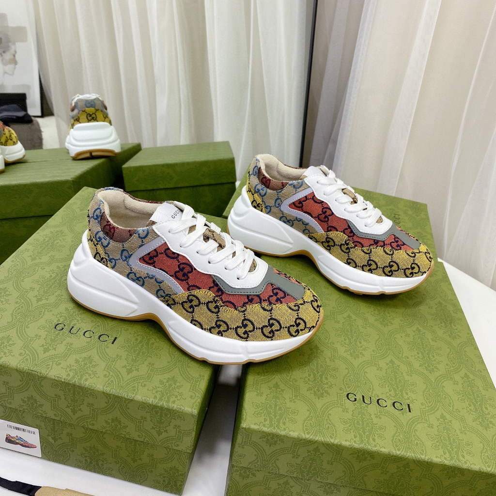 Gucci Women Men's Rhyton Sneaker GG Multicolor 663681 Trim in Demetra