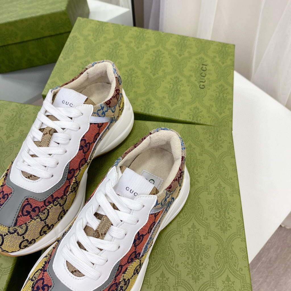 Gucci Women Men's Rhyton Sneaker GG Multicolor 663681 Trim in Demetra