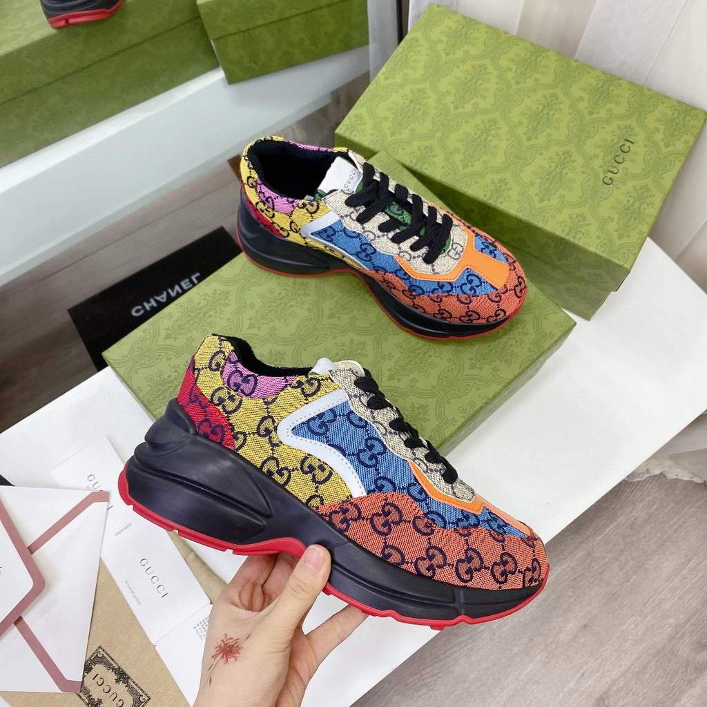 Gucci Women Men's GG Rhyton Sneaker Multicolor 620185 Brown