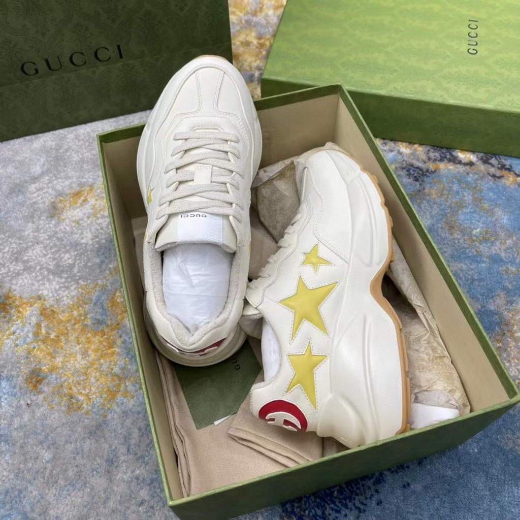 Gucci Women Men's Rhyton Sneaker with Star 660938 Beige