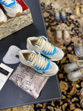 Gucci Women Men¡®s Ultrapace R Leather Sneaker 81113 Gray and Blue - luxibagsmall