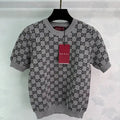 Gucci Women Reversible jacquard wool knit crew neck short sleeves G11130