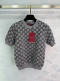 Gucci Women Reversible jacquard wool knit crew neck short sleeves G11130