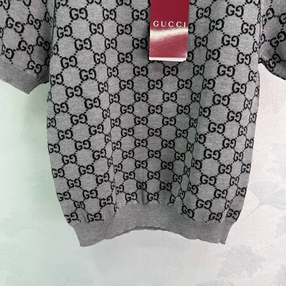 Gucci Women Reversible jacquard wool knit crew neck short sleeves G11130