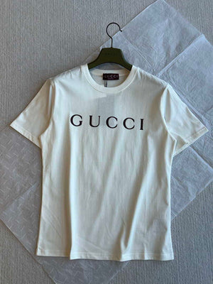 Gucci Women Slogan cotton short-sleeved shirt G85280 - Wine Red / S - View 1