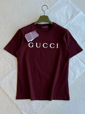 Gucci Women Slogan cotton short-sleeved shirt G85280 - Wine Red / S - View 6