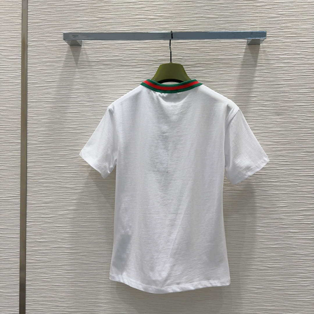 Gucci Women Slogan cotton short-sleeved T-shirt G85296