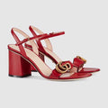 Gucci Women's 453379 Mid-heel Sandals Leather Red