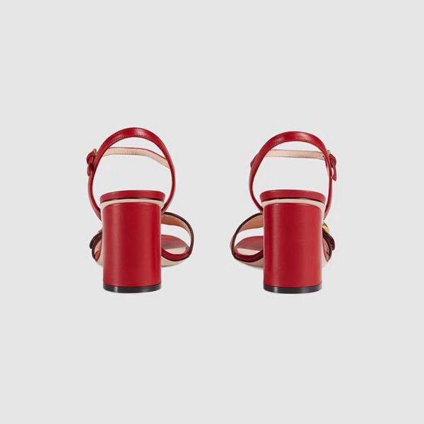 Gucci Women's 453379 Mid-heel Sandals Leather Red