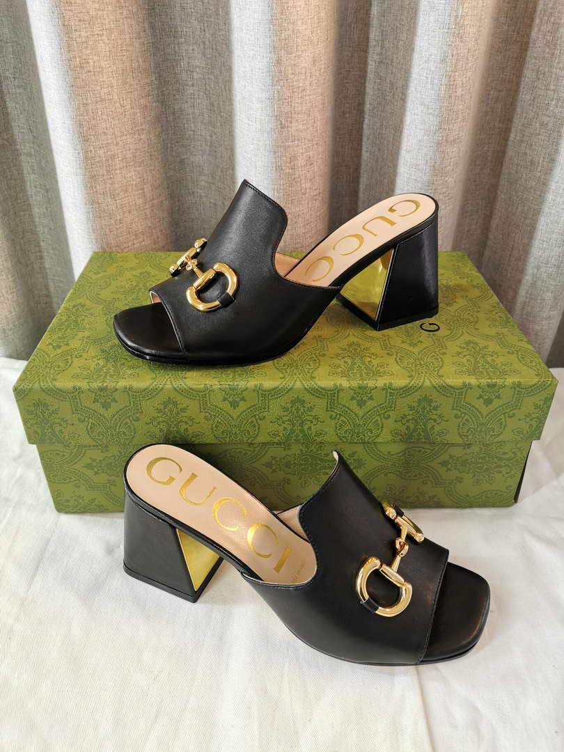 Gucci Women's 655412 Slide Sandal With Horsebit Black Leather