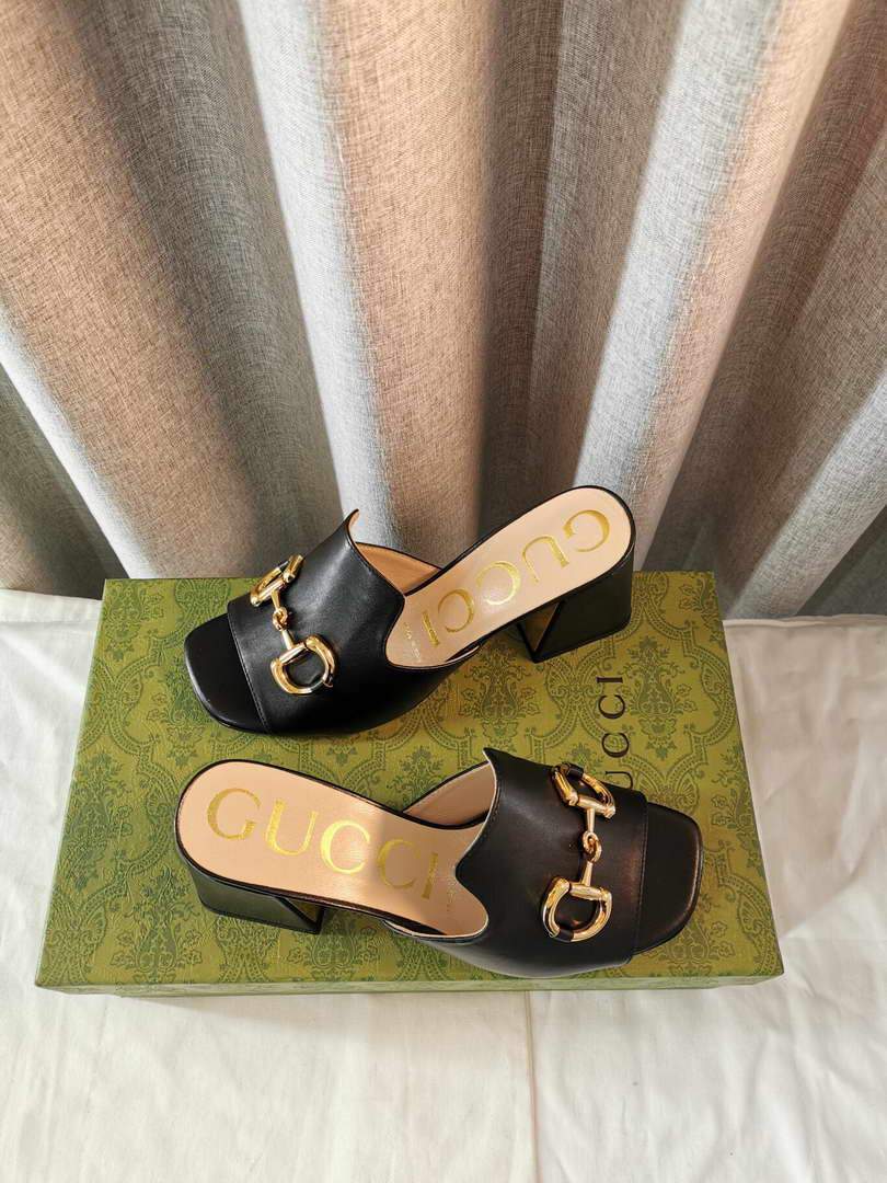 Gucci Women's 655412 Slide Sandal With Horsebit Black Leather