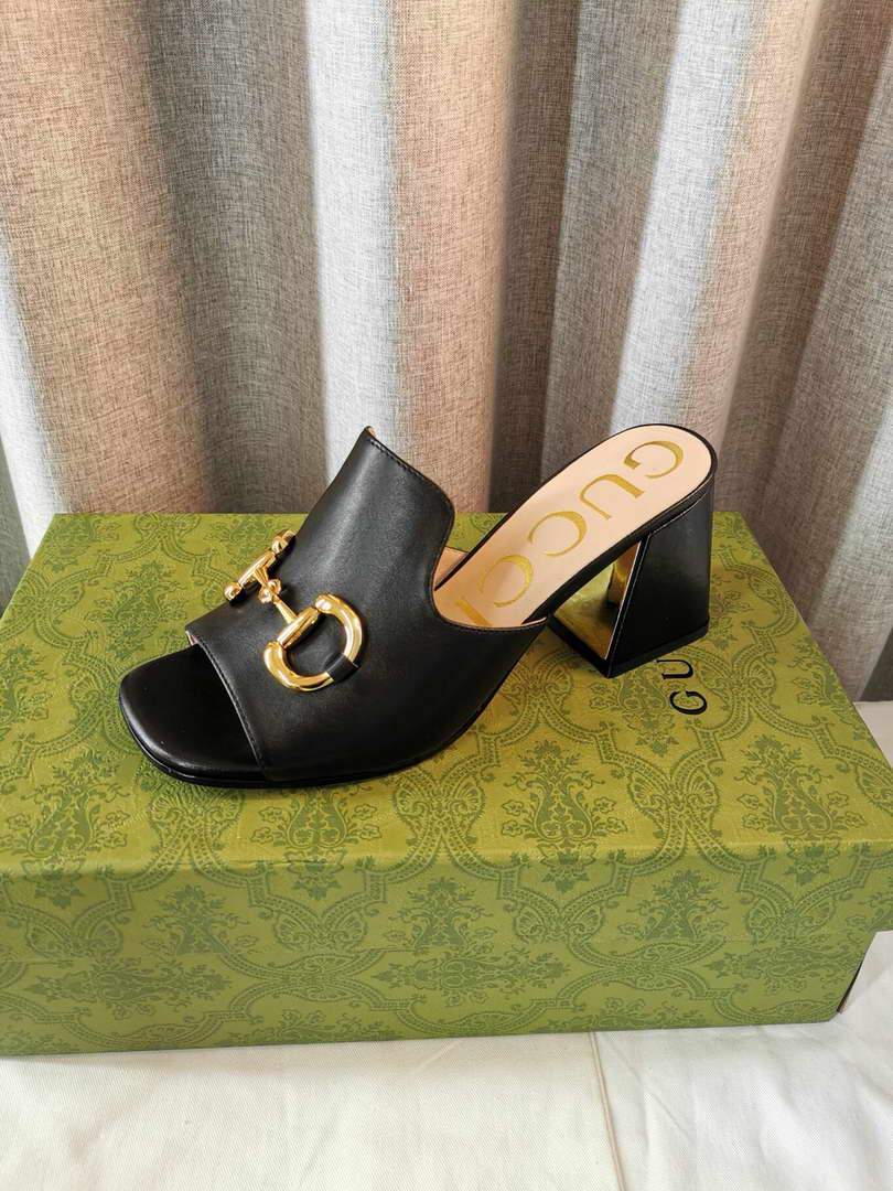 Gucci Women's 655412 Slide Sandal With Horsebit Black Leather